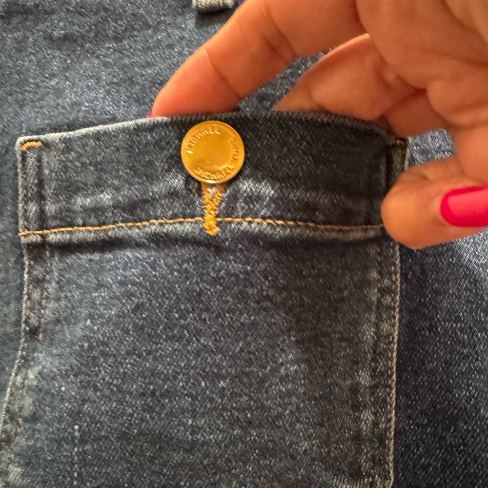 Michael Kors Indigo Denim High-Rise Pocket Shorts - Picture 2 of 7